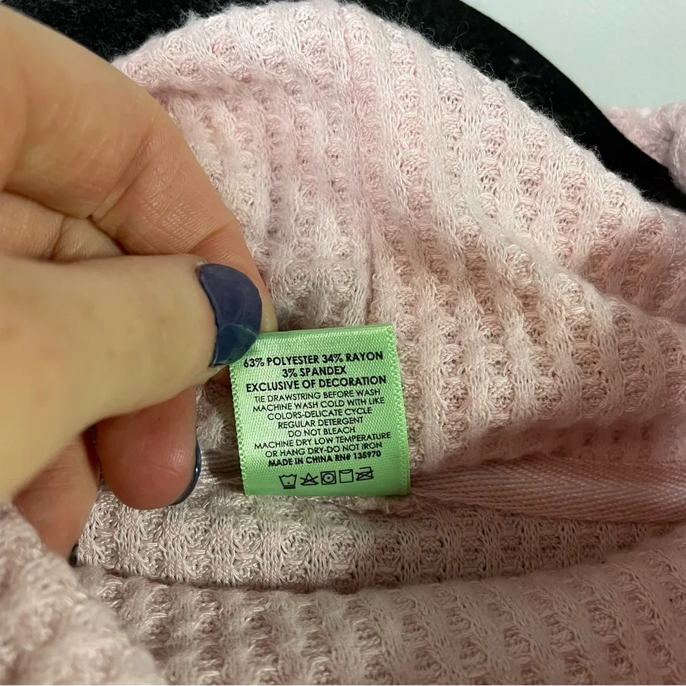 Honeydew Light Pale Pink Stretch Waffle Knit Mock Neck Long Sleeve Top Small - Picture 4 of 7